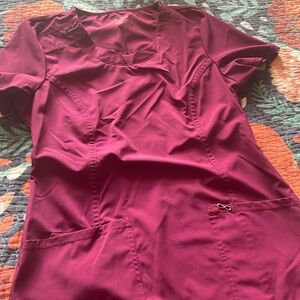 Berry/maroon scrub top